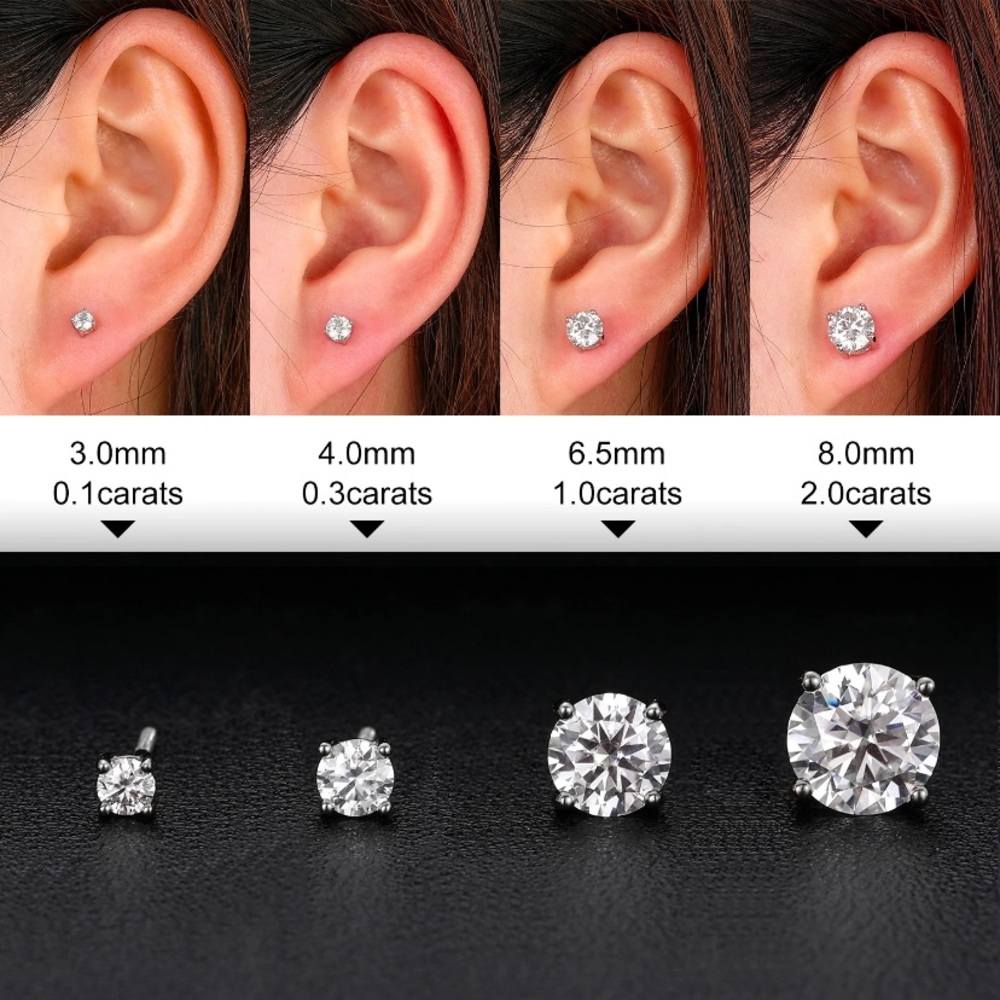 CERTIFIED 0.3 CT D Color Moissanite Stamped 925 sterling silver Stud Earrings - Picture 8 of 12